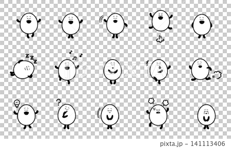 卵のキャラクターセット白黒2 141113406