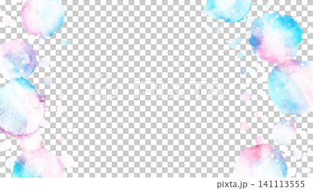 水彩のにじみと飛沫のフレーム背景　手描き風テクスチャ 141113555