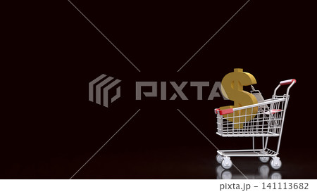 Shopping Cart With Dollar Sign For Consumer Spending Concept 3d render. Shopping Cart With Dollar Sign For Consumer Spending Concept 3d render. 141113682