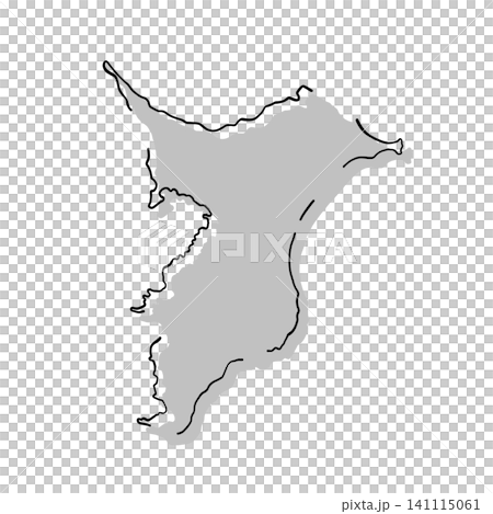千葉県の地図シルエットイラスト｜グレー・手描き風・線画 141115061