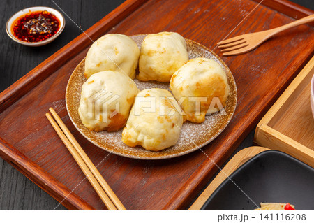 pan-Fried Beef Buns (Sheng Jian Bao), Traditional Chinese Street Food Dumplings pan-Fried Beef Buns (Sheng Jian Bao), Traditional Chinese Street Food Dumplings 141116208