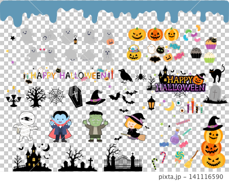 Halloween illustration material set Halloween illustration material set 141116590