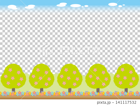 Background material <Forest landscape frame - sunny - flowers - forest - landscape orientation> Background material <Forest landscape frame - sunny - flowers - forest - landscape orientation> 141117532