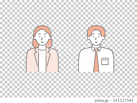 一組插畫(粉紅色),描繪了一男一女兩位表情憤怒的商務人士。 一組插畫(粉紅色),描繪了一男一女兩位表情憤怒的商務人士。 141117542