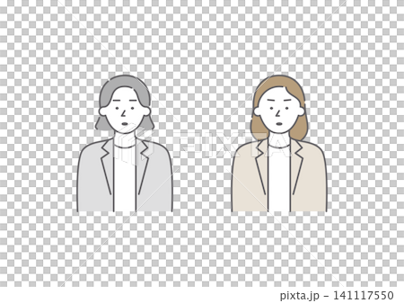喜怒哀楽の「怒」の表情をしているビジネスパーソンの女性二人組のイラストセット(茶色・グレー) 喜怒哀楽の「怒」の表情をしているビジネスパーソンの女性二人組のイラストセット(茶色・グレー) 141117550