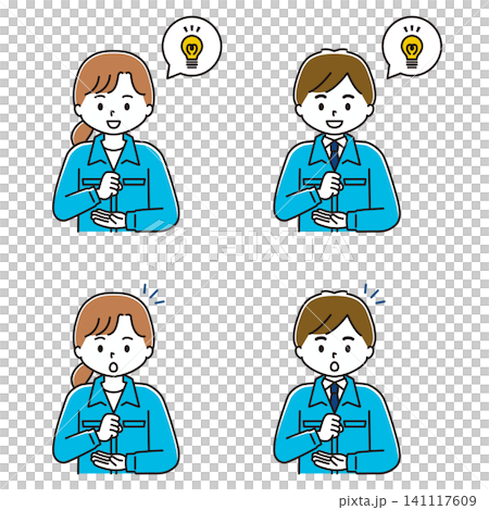 一組身著工作服的男女插圖,分別代表靈感、構思、理解和接納的概念。 一組身著工作服的男女插圖,分別代表靈感、構思、理解和接納的概念。 141117609
