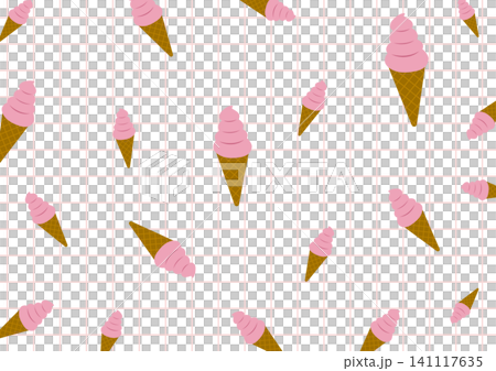 Pink soft serve ice cream and graph paper background 141117635