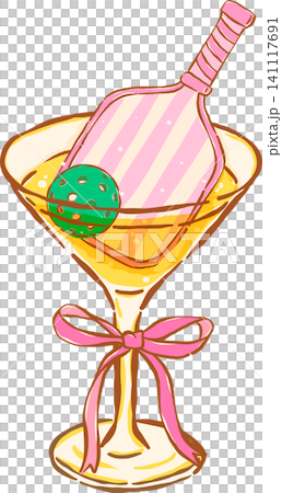 Coquette Pickleball Cocktail Drink with Bow Hand Drawn, Pickleball Club Decorative Coquette Pickleball Cocktail Drink with Bow Hand Drawn, Pickleball Club Decorative 141117691