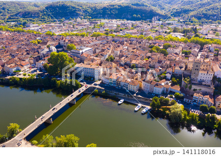 Aerial view of Cahors town, France 141118016