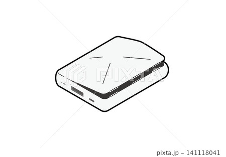 膨らんだモバイルバッテリーのアイソメトリックイラスト(主線あり) 膨らんだモバイルバッテリーのアイソメトリックイラスト(主線あり) 141118041