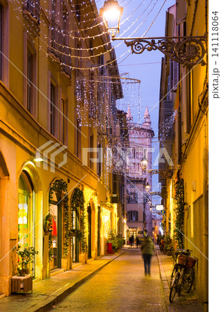New Year's illumination streets of Parma city at evening New Year's illumination streets of Parma city at evening 141118064