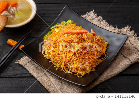 chinese Stir-Fried Rice Vermicelli Noodles with Sliced Ham and Vegetables chinese Stir-Fried Rice Vermicelli Noodles with Sliced Ham and Vegetables 141118140