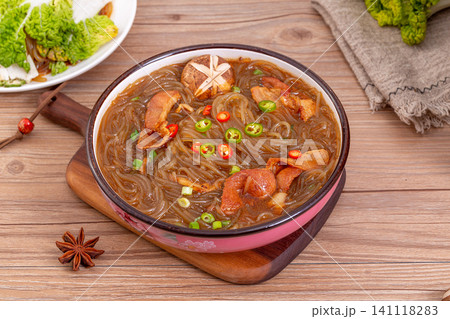 hot and sour sweet potato glass noodles with peanuts and vegetables in a bowl hot and sour sweet potato glass noodles with peanuts and vegetables in a bowl 141118283