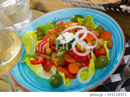 Tasty salad with baked vegetables Tasty salad with baked vegetables 141118351