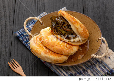 chinese Sesame Flatbread Sandwich with Kelp Traditional Street Food 141118442