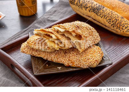 crispy Chinese Sesame Flatbread Traditional Baked Pastry 141118461