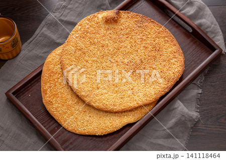 chinese Highland Barley and Sesame Flatbread Traditional Grain Snack 141118464