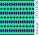 Neon geometric ethnic seamless pattern. Retro 8-bit pixel art tribal background in bright green, magenta, and black. 141118786