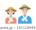 畑仕事をする老夫婦のベクターイラスト素材 141118949