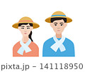 畑仕事をする夫婦のベクターイラスト素材 141118950