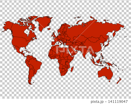 世界地図(レッド)国境線入り 世界地図(レッド)国境線入り 141119047