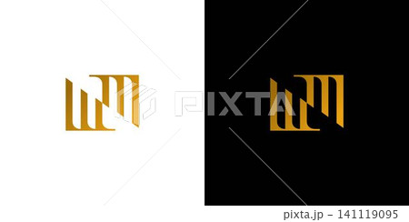 Elegant and luxury letter WM initials logo design 141119095