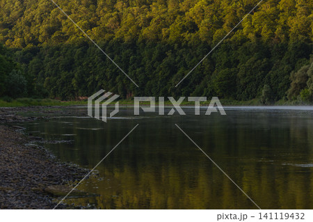 River flows through canyon in Ukraine with green trees along the shore River flows through canyon in Ukraine with green trees along the shore 141119432