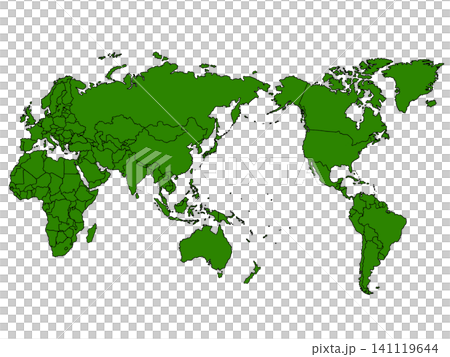 Pacific Ocean-centered world map (green) with national borders Pacific Ocean-centered world map (green) with national borders 141119644