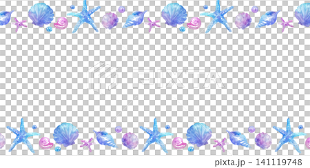 Watercolor seashell frame Watercolor seashell frame 141119748