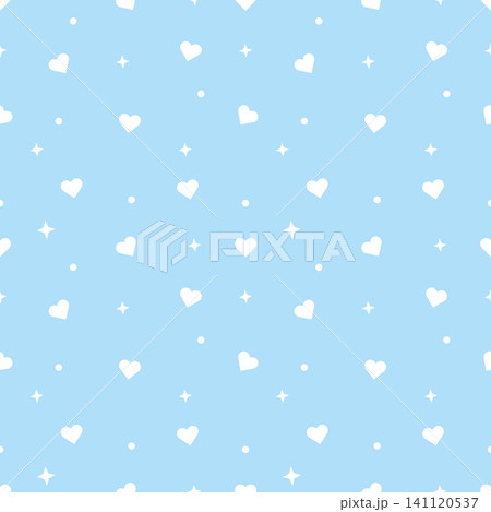 Cute Kawaii Pastel Sky Blue Heart Seamless Pattern Cute Kawaii Pastel Sky Blue Heart Seamless Pattern 141120537