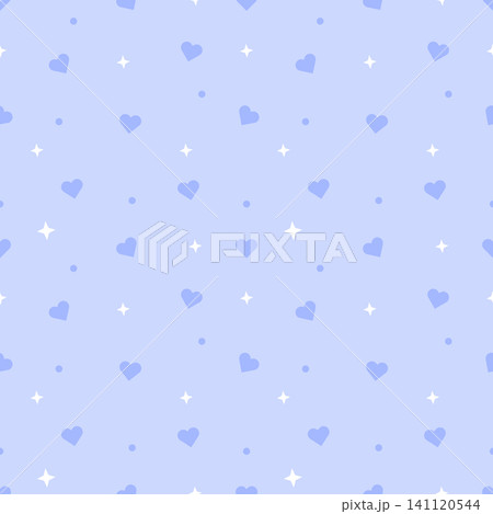Cute Kawaii Pastel Tonal Periwinkle Heart Seamless Pattern 141120544