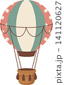 Cute Boho Hot Air Balloon Illustration, Cartoon Pastel Vintage Air Balloon, Minimalist Nursery Decor Element Isolated for Kids Room Design and Adventure Theme 141120627