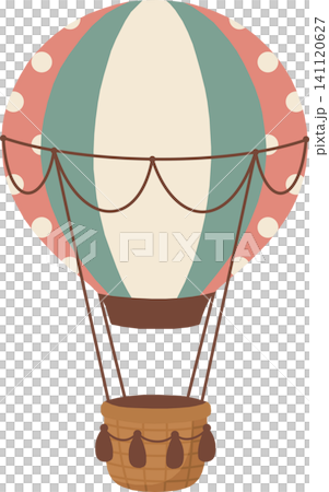 Cute Boho Hot Air Balloon Illustration, Cartoon Pastel Vintage Air Balloon, Minimalist Nursery Decor Element Isolated for Kids Room Design and Adventure Theme 141120627