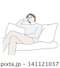 ソファでくつろぐ男性のイラスト　思考の整理をする時間 141121037