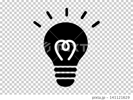 Simple illustration of a lightbulb, no outline, black. 141121629