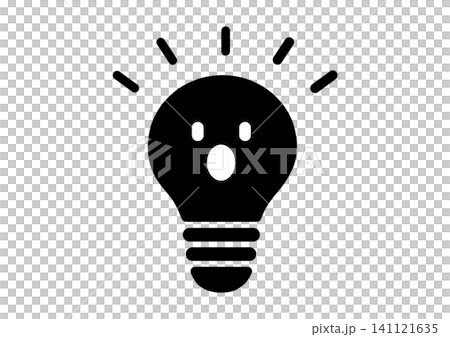 シンプルなひらめき電球のイラスト 主線なし 黒 びっくり シンプルなひらめき電球のイラスト 主線なし 黒 びっくり 141121635