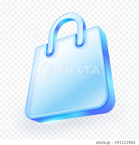 Shopping bag icon transparent glass material. isolated on white background. 3D Vector illustration. Shopping bag icon transparent glass material. isolated on white background. 3D Vector illustration. 141122062