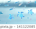 海を泳ぐウミガメと魚をイメージしたガラスのディスプレイ 141122085