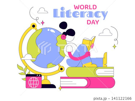 World Literacy Day Vector Illustration Featuring Books, Reading, Education, Knowledge, Learning Resources, and Digital Literacy World Literacy Day Vector Illustration Featuring Books, Reading, Education, Knowledge, Learning Resources, and Digital Literacy 141122166