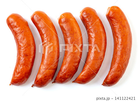 harbin Style Smoked Red Sausages Isolated on White Background harbin Style Smoked Red Sausages Isolated on White Background 141122421