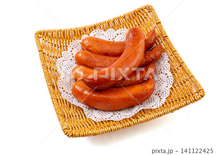 harbin Style Smoked Red Sausages in Wicker Basket harbin Style Smoked Red Sausages in Wicker Basket 141122425