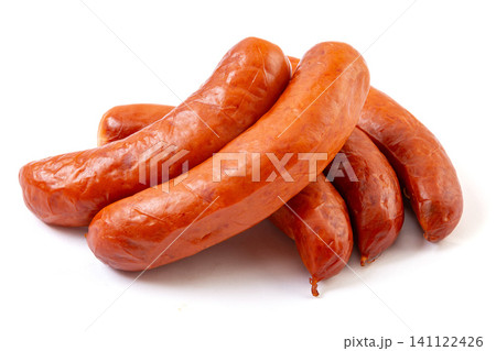 harbin Style Smoked Red Sausages Isolated on White Background harbin Style Smoked Red Sausages Isolated on White Background 141122426