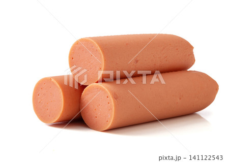 premium Lactobacillus Ham Sausages Isolated on White Background premium Lactobacillus Ham Sausages Isolated on White Background 141122543