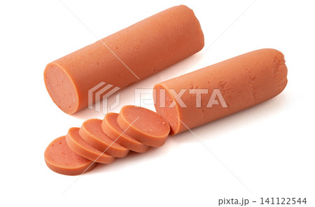 premium Lactobacillus Ham Sausages Isolated on White Background premium Lactobacillus Ham Sausages Isolated on White Background 141122544