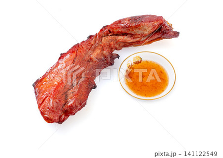 chinese Char Siu Pork on White blackground, Cantonese Barbecue Meat chinese Char Siu Pork on White blackground, Cantonese Barbecue Meat 141122549