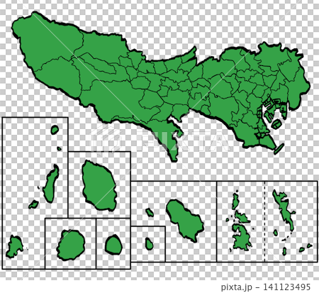 Tokyo Metropolitan Area Map: Municipalities (Green/Brushstroke Style) Tokyo Metropolitan Area Map: Municipalities (Green/Brushstroke Style) 141123495