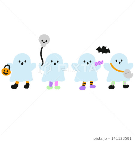 かわいいハロウィンおばけセットイラスト かわいいハロウィンおばけセットイラスト 141123591