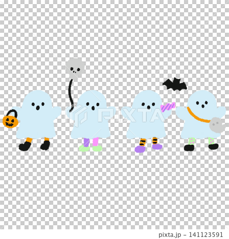 かわいいハロウィンおばけセットイラスト かわいいハロウィンおばけセットイラスト 141123591
