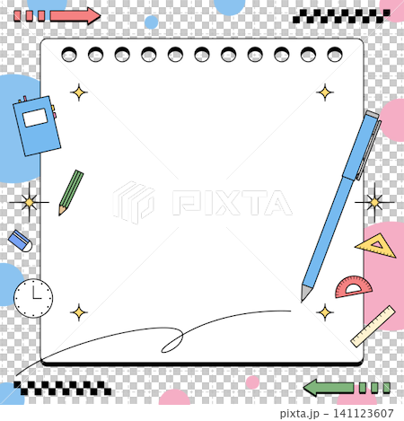 Stationery decoration frame, grid background, pop design, square size Stationery decoration frame, grid background, pop design, square size 141123607