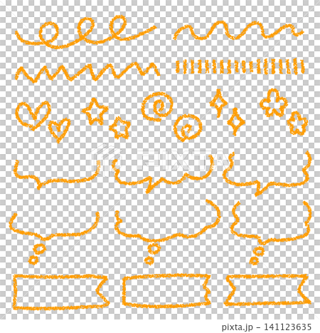 Crayon-style hand-drawn embellishment set Crayon-style hand-drawn embellishment set 141123635